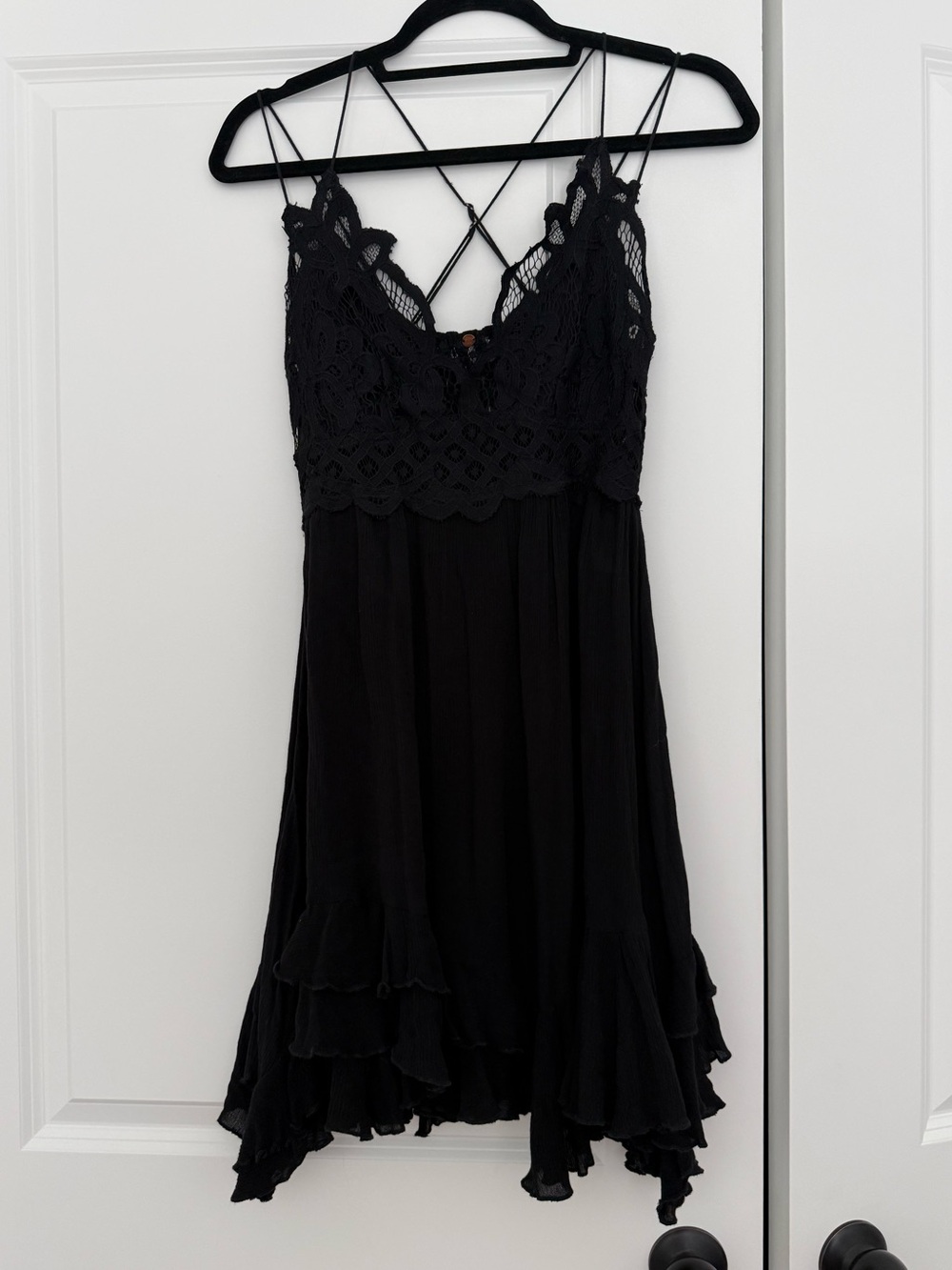 Free People Black Crochet Lace Cami Dress